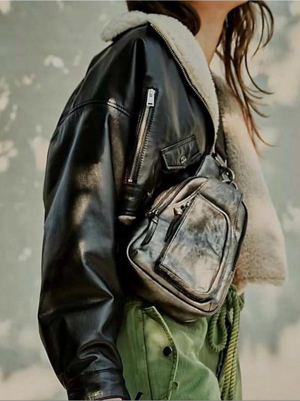 Free People Hudson Metallic Leather Sling bag